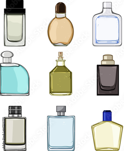 perfume for men set cartoon. man fashion, bottle fragrance, cologne luxury perfume for men sign. isolated symbol vector illustration