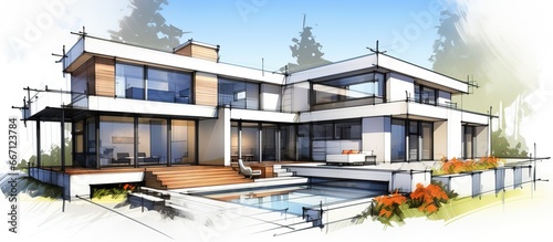 illustration of a contemporary house blueprint