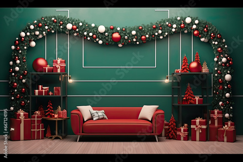 Room decorated in New Year's or Christmas style photo