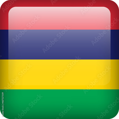 3d vector Mauritius flag glossy button. Mauritius national emblem. Square icon with flag of Mauritius Free Download 3d vector Mauritius flag glossy button. Mauritius national emblem. Square icon with flag of Mauritius - GFXLoad