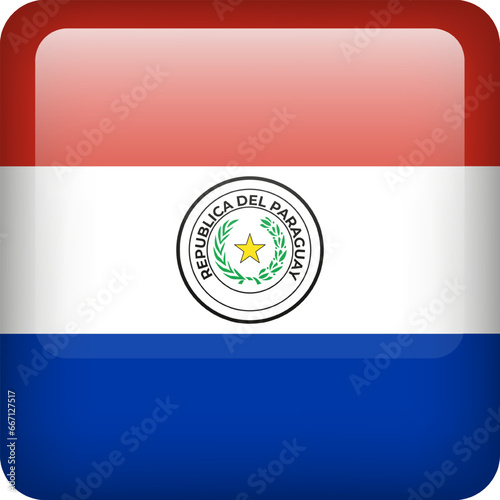 3d vector Paraguay flag glossy button. Paraguayan national emblem. Square icon with flag of Paraguay Free Download 3d vector Paraguay flag glossy button. Paraguayan national emblem. Square icon with flag of Paraguay - GFXLoad