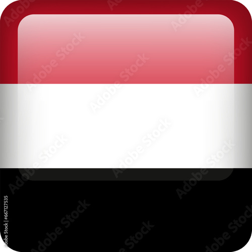 Free Download 3d vector Yemen flag glossy button. Yemeni national emblem. Square icon with flag of Yemen - GFXLoad