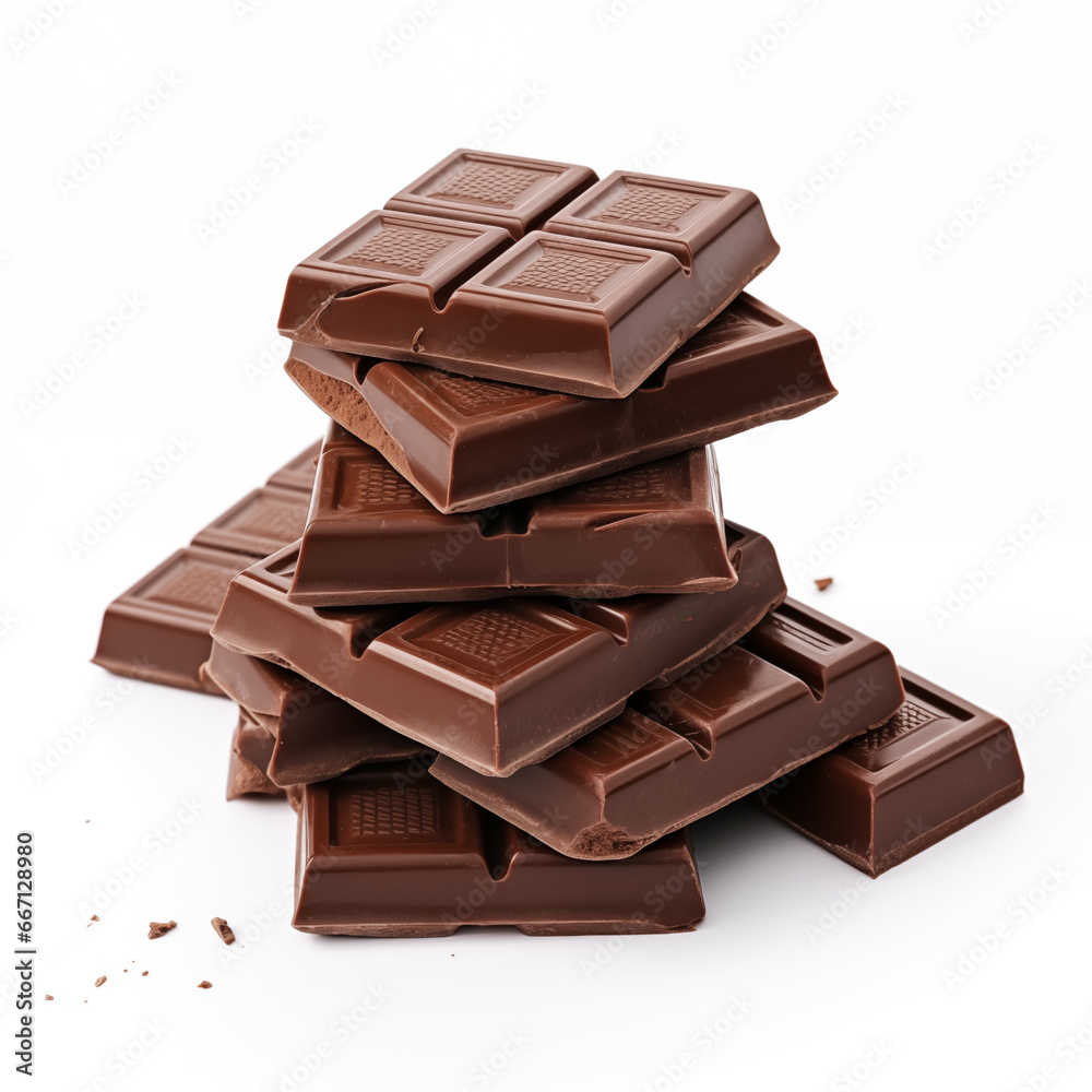 chocolate pieces isolated on white chocolate pieces isolated on white