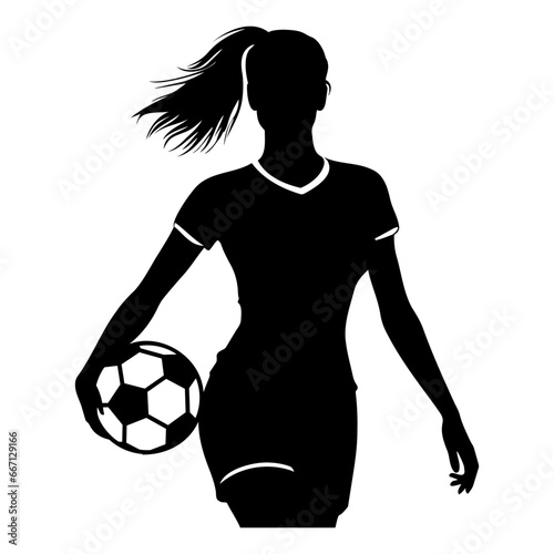 Woman footballer portrait silhouette. Vector illustration