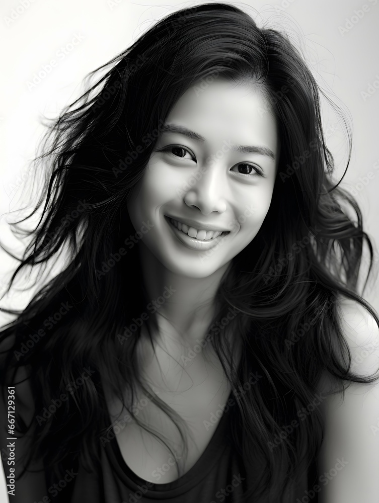 Beautiful young Asian woman portrait, cute girl wallpaper background photo