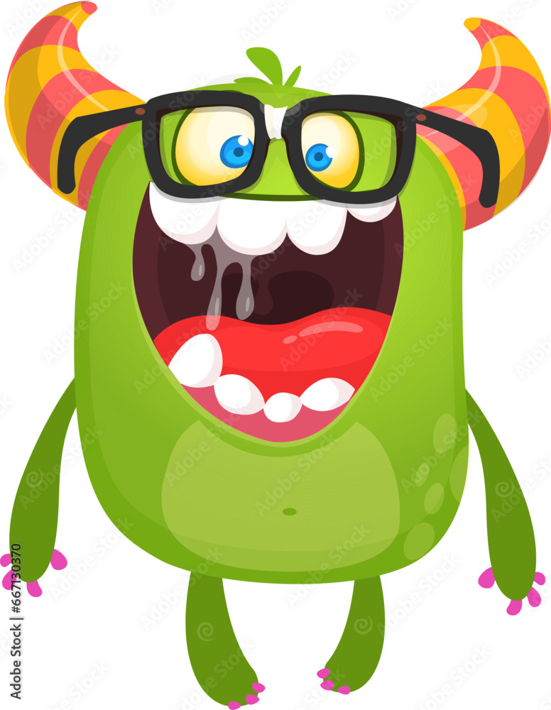 Fototapeta premium Cartoon monster wearing eyeglasses. Vector illustration