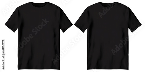 Black T-shirts front view mockup isolated on transparent background cutout PNG