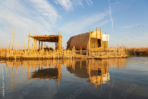 Mudhif, the traditional house of Marsh arabs aka madan. Iraq photo