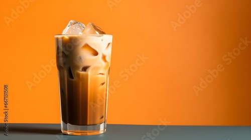 Pumpkin spice latte, iced coffee background photo photo
