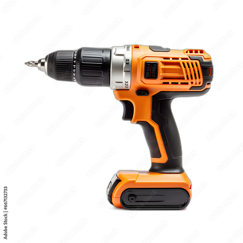 Cordless drill isolated on transparent or white background