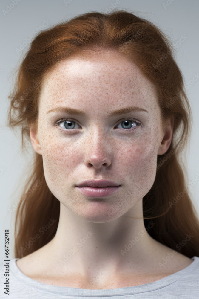 Retrato de estudio de mujer joven pelirroja sobre fondo blanco. Retrato de estudio de mujer joven pelirroja sobre fondo blanco.