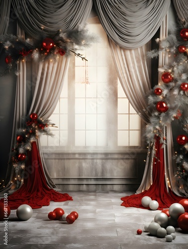 Christmas digital backdrop, new years winter decorations