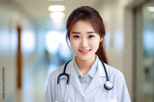portrait of Asian doctor woman in hospital corridor