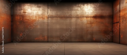 an empty abstract room with rusted metal sheets