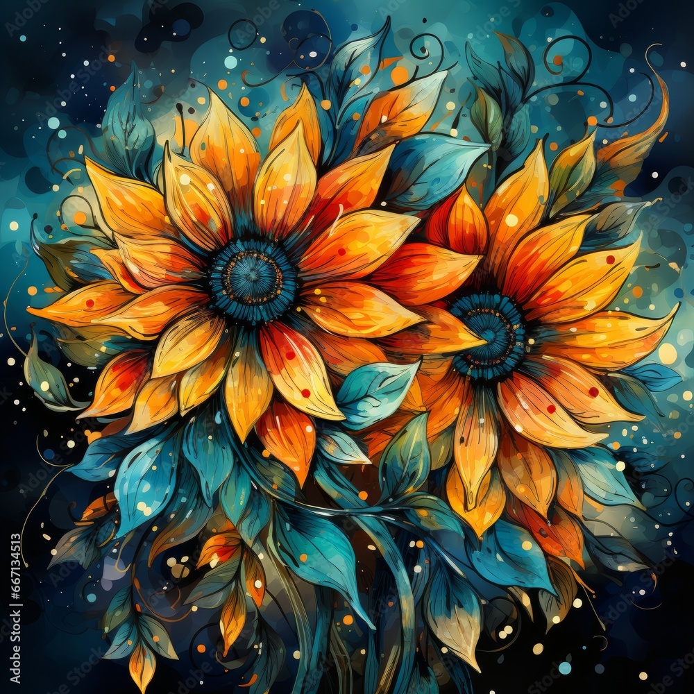 Mandala floral design, abstract background with flowers Mandala floral design, abstract background with flowers