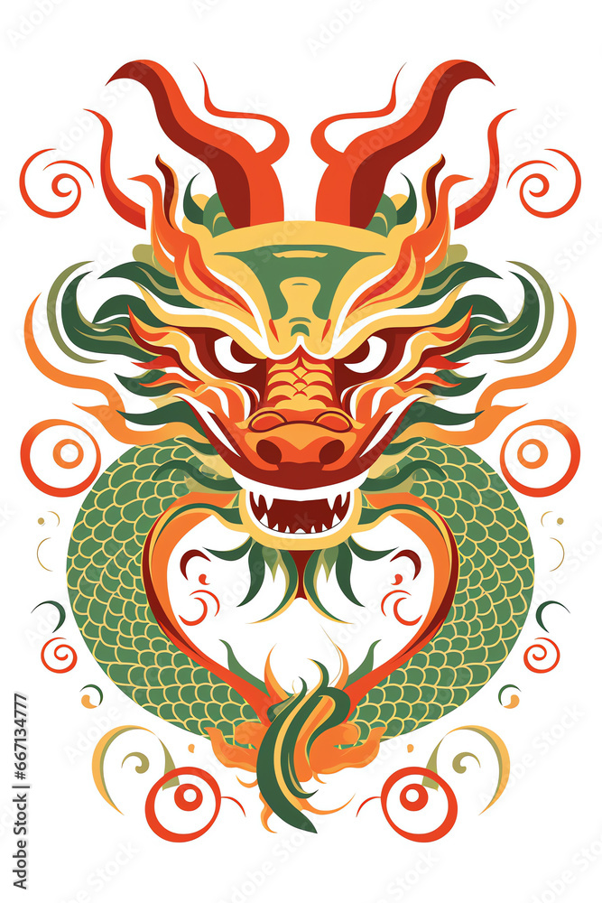 Happy Chinese new year 2024 Zodiac sign, year of the Dragon, on white background Happy Chinese new year 2024 Zodiac sign, year of the Dragon, on white background