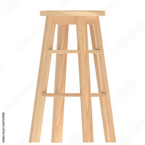 3D rendering illustration of a round wooden stool