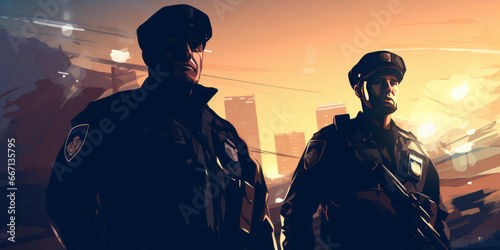 Abstract background concept representing policing in an urban environment. 
