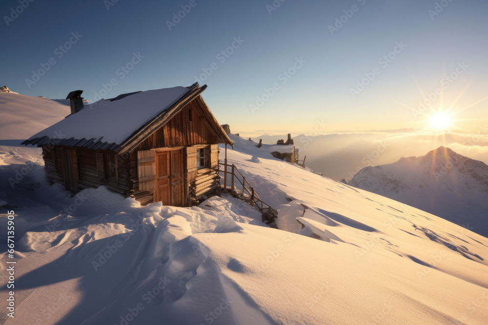 house in the mountains snow