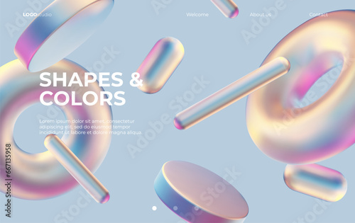 3D background with gradient geometric shapes. Eps10 vector.