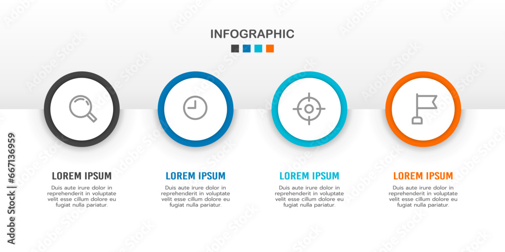 4 circle element infographic steps or an option to success. Vector illustration. - obrazy, fototapety, plakaty 