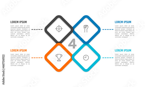 4-element infographic steps or options to success. Vector illustration.