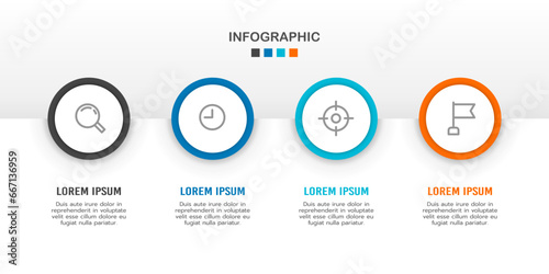 4 circle element infographic steps or an option to success. Vector illustration.