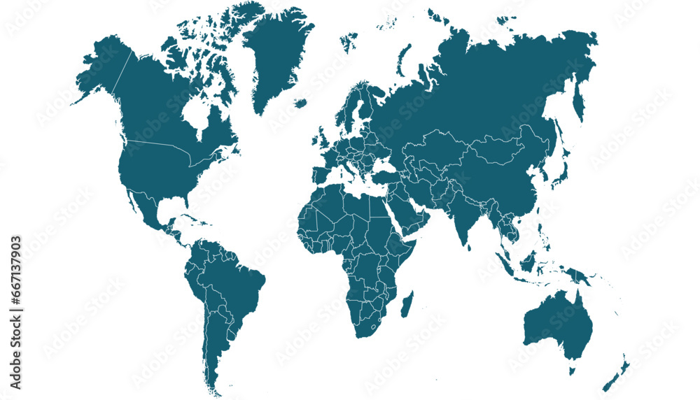Obraz premium World map. Silhouette map. Color modern vector map