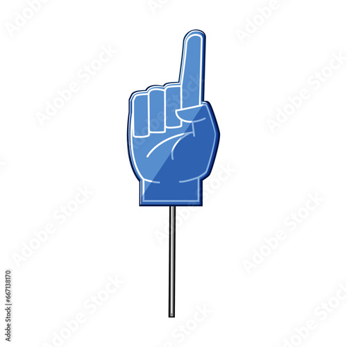 team foam fan finger cartoon. support victory, football number, glove one team foam fan finger sign. isolated symbol vector illustration photo