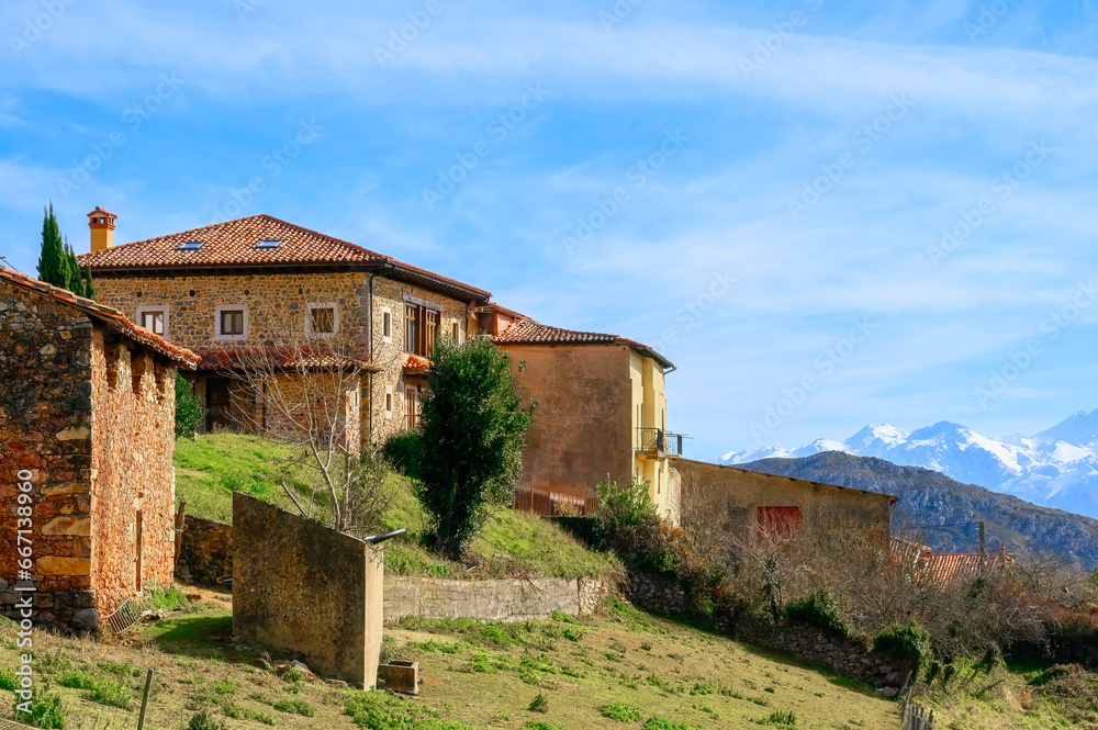 Rural architecture in Cofino rural village, Asturias, Spain