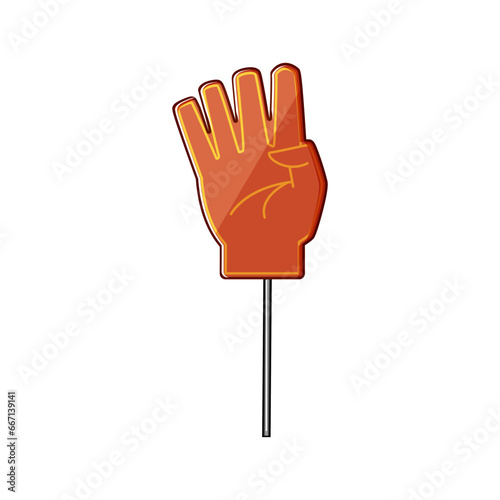support foam fan finger cartoon. victory football, number glove, one sign support foam fan finger sign. isolated symbol vector illustration