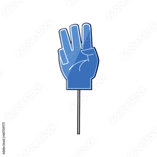 football foam fan finger cartoon. number glove, one sign, winner soccer football foam fan finger sign. isolated symbol vector illustration