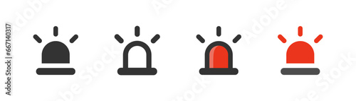 Siren icon, emergency alarm, flasher attention, simple outline flat style illustration.