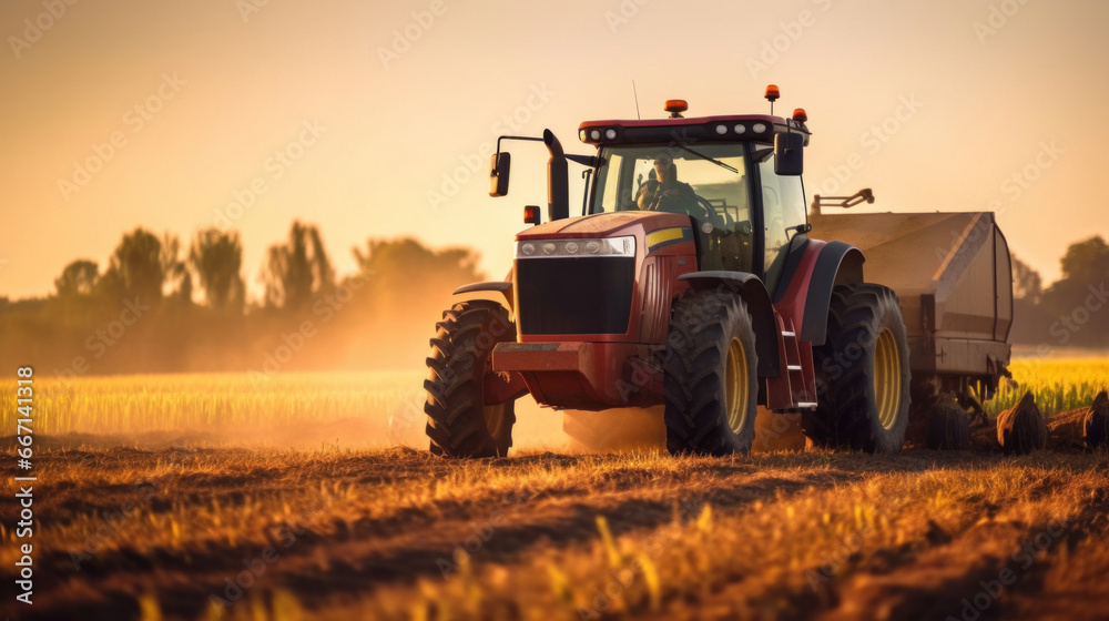 a big tractor in corn field. a big tractor in corn field.