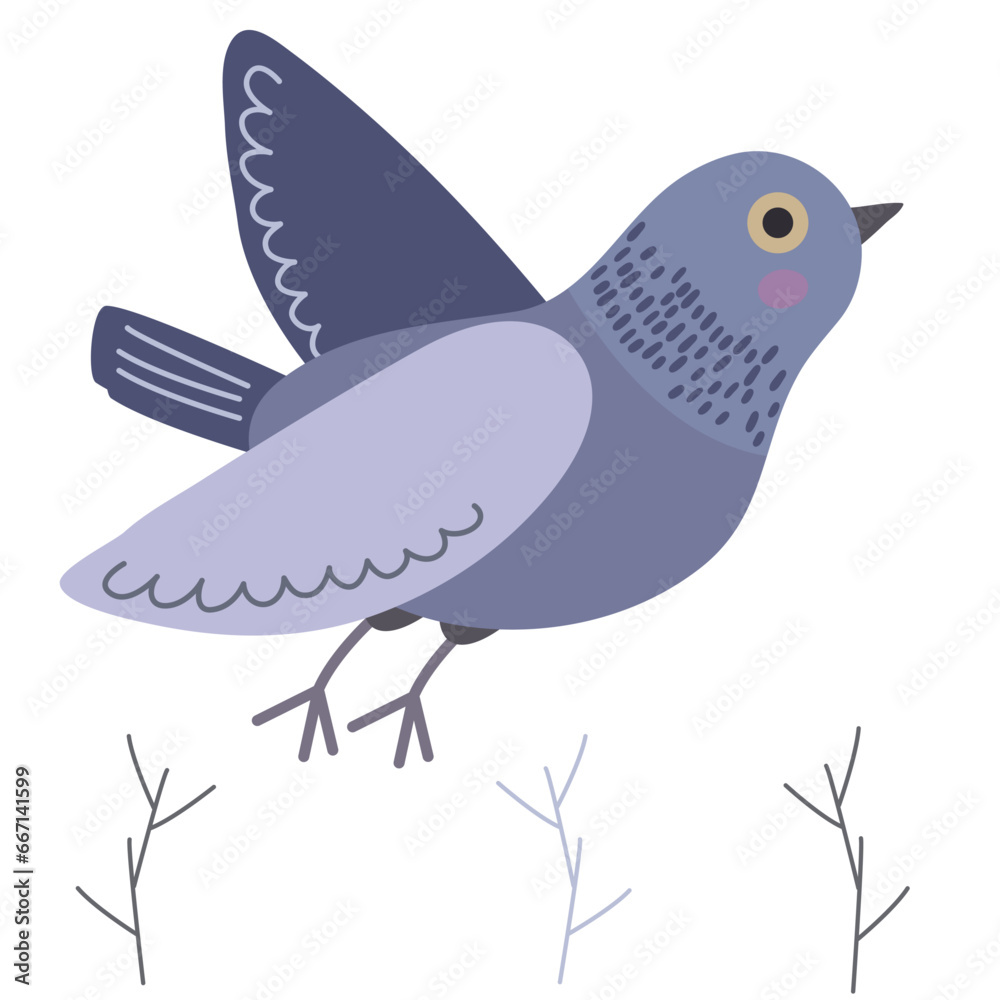 Cartoon Funny Pigeon bird. Flat character design Cartoon Funny Pigeon bird. Flat character design