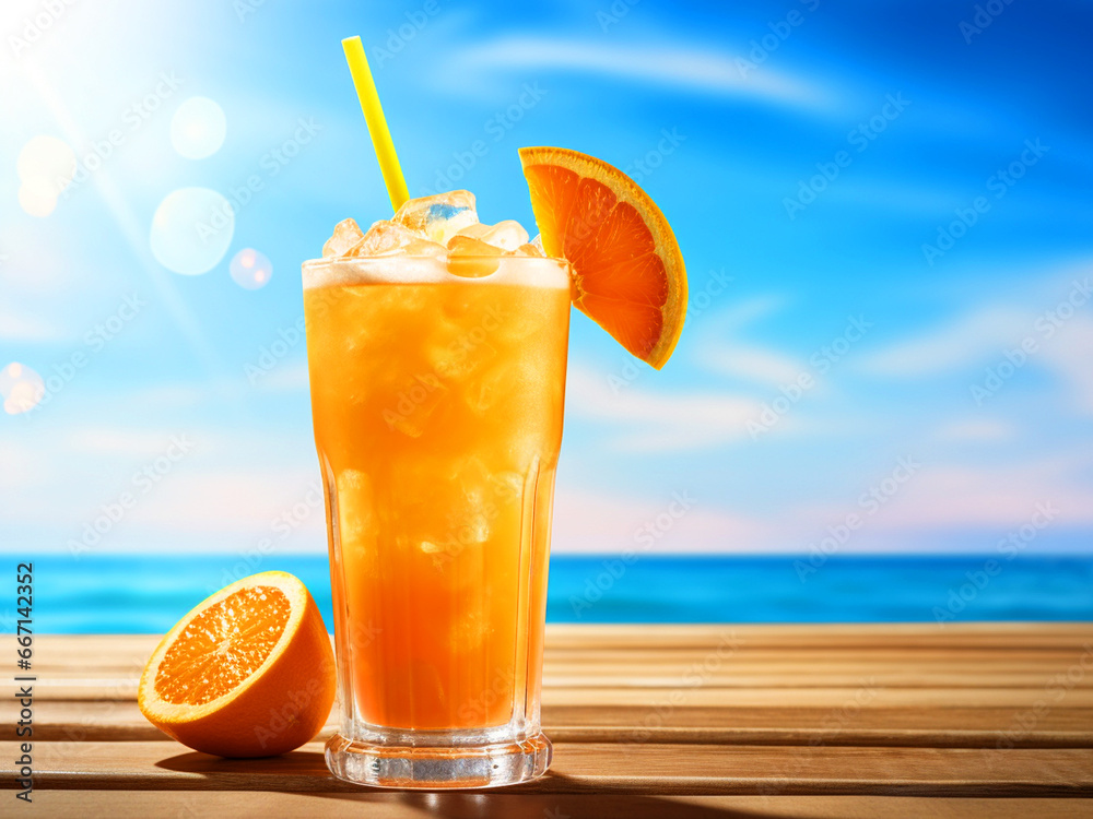 A glass of orange juice with fresh background A glass of orange juice with fresh background