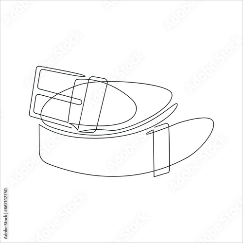Belt drawn in one continuous line. One line drawing, minimalism. Vector illustration.