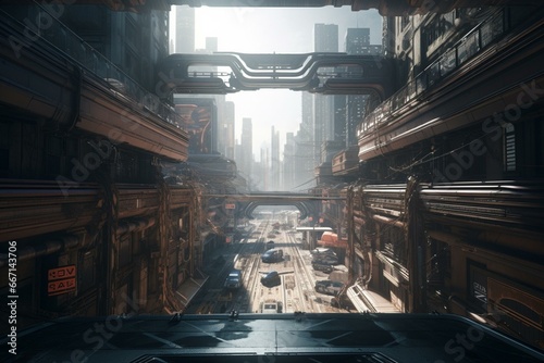 a futuristic city filled with advanced robots and technology. Generative AI