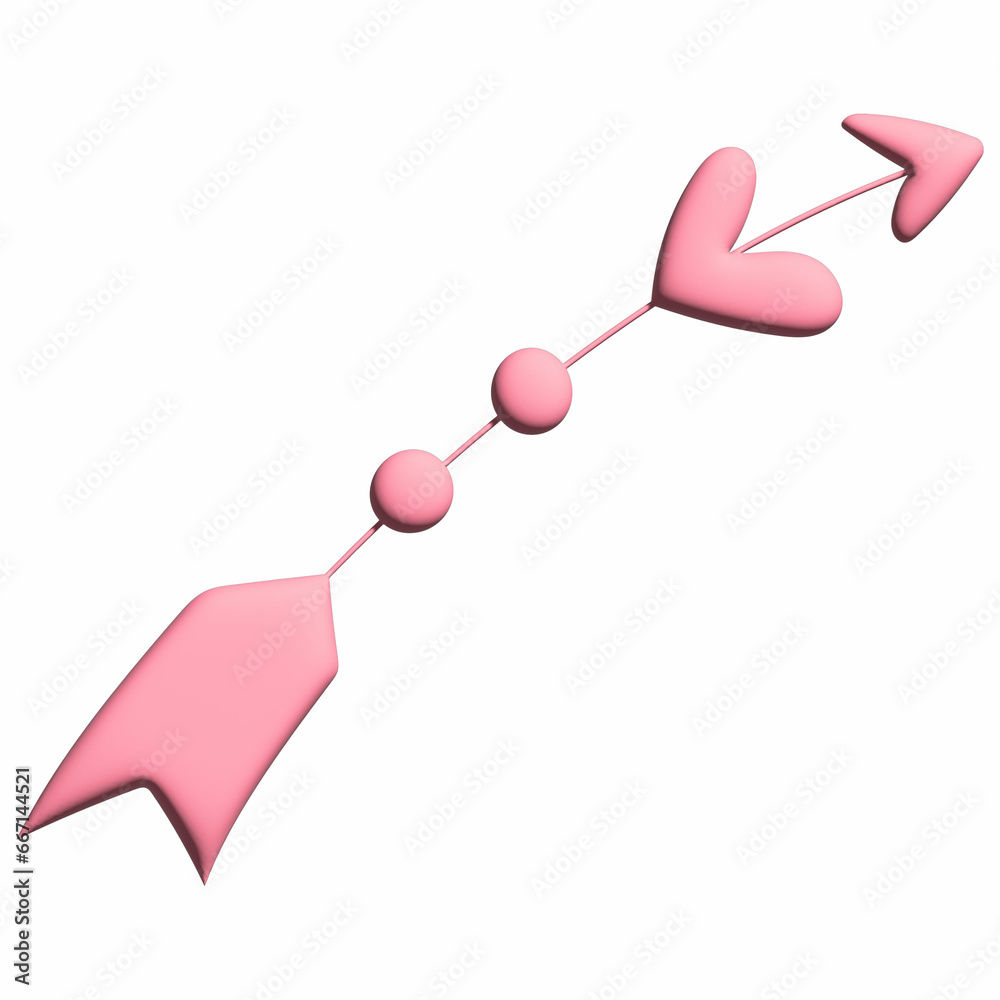 Arrow with hearts pink 3D valentine's day decoration design Arrow with hearts pink 3D valentine's day decoration design