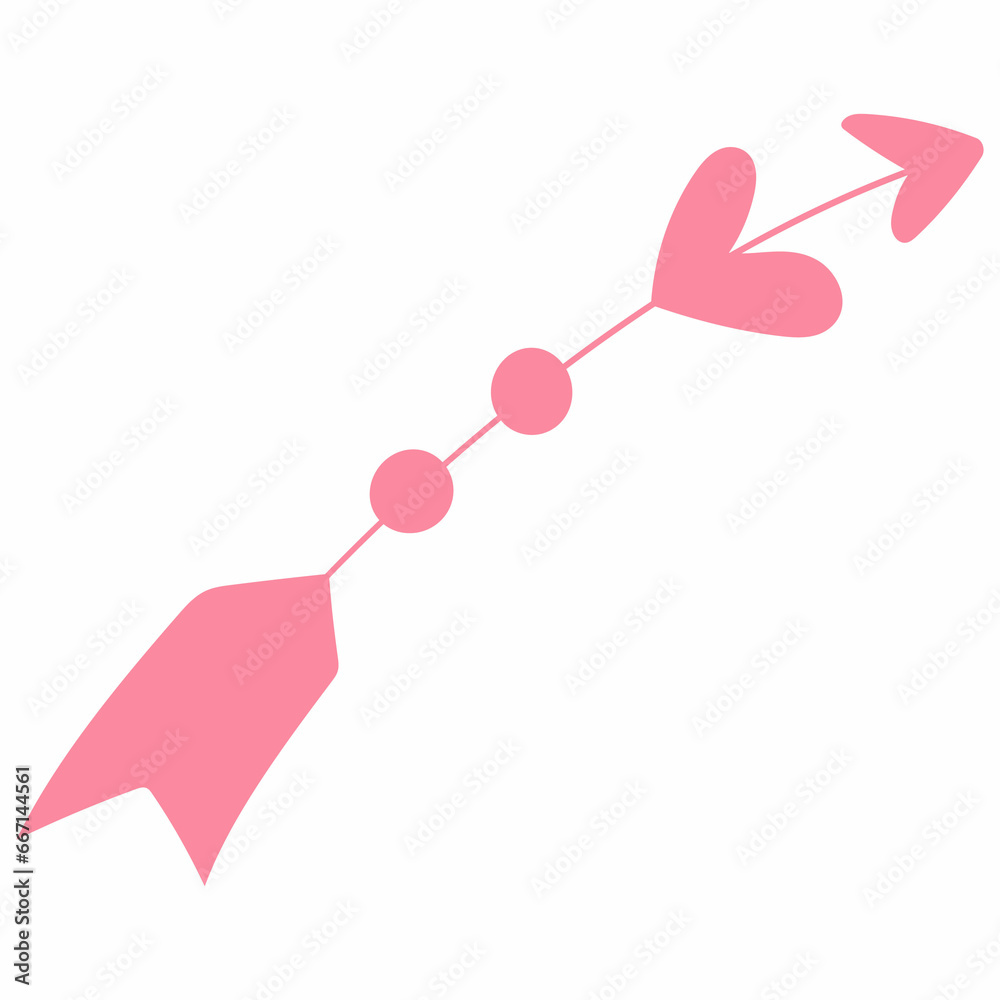 Arrow with pink heart decoration design.
Arrow with pink heart decoration design.