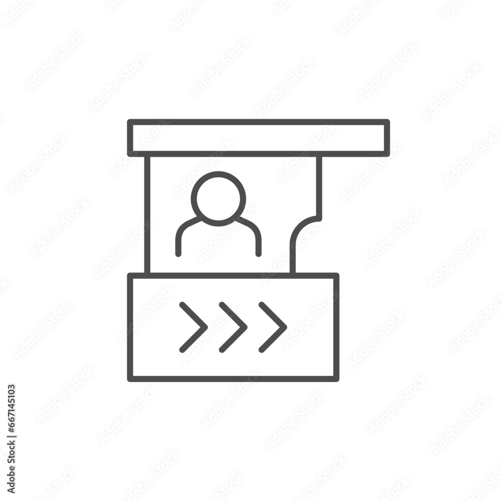 Tollbooth with cashier line icon Tollbooth with cashier line icon