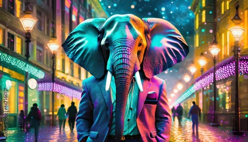 Anthromorphic Elephant Wearing Fashionable Blazers