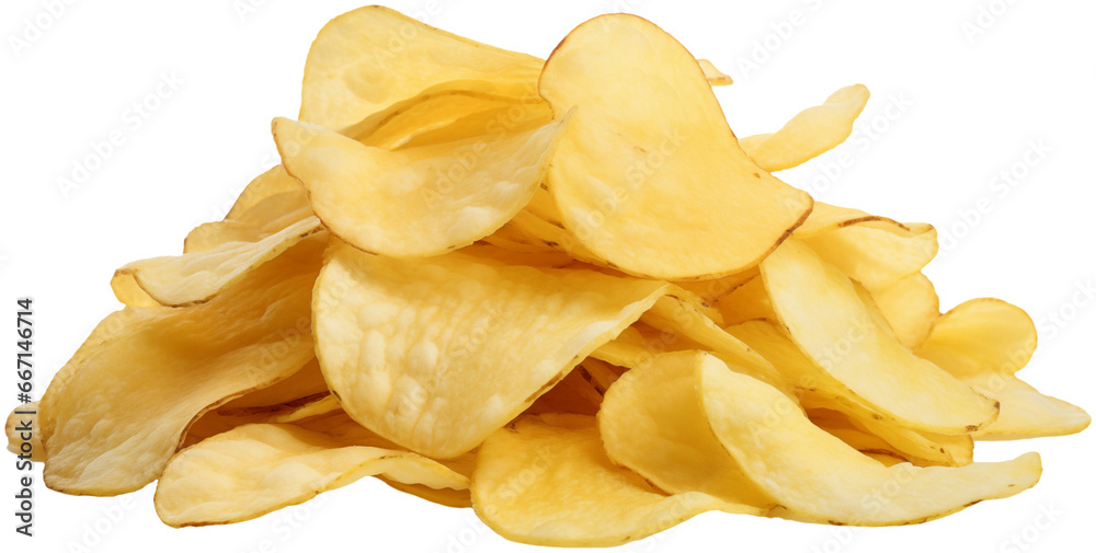 Potato Chips. Isolated on Transparent Background. generative ai Potato Chips. Isolated on Transparent Background. generative ai