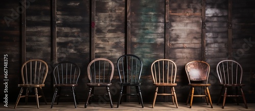 people s worn and unique wooden chairs