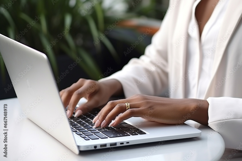 close up female hands typing on keyboard pc, working /chatting indoor environment close up female hands typing on keyboard pc, working /chatting indoor environment