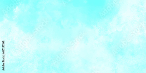 Beautiful Blue acrylic and watercolor textures on white art board. The summer sky is colorful, clearing day art painting for texture background Aquarelle paint paper textured canvas. © Fannaan