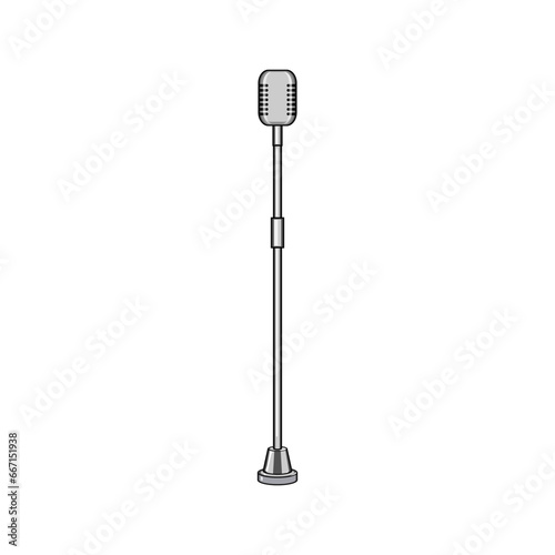 speak microphone stand cartoon. voice entertainment, technology media, pop musical speak microphone stand sign. isolated symbol vector illustration