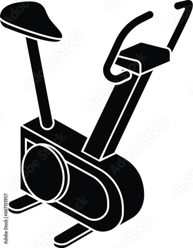 Cartoon Black and White Isolated Illustration Vector Of A Cycling Gym Equipment Machine