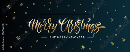 Merry Christmas and Happy New Year hand lettering calligraphy. Vector holiday illustration element.