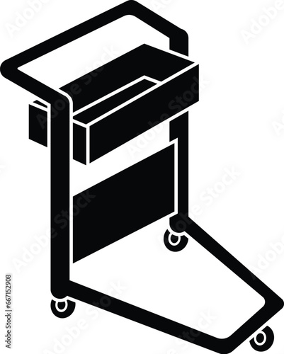 Cartoon Black and White Isolated Illustration Vector Of An Airport Suitcase Baggage Trolley